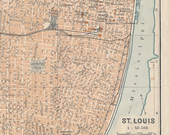 1905 St. Louis Missouri Antique Map