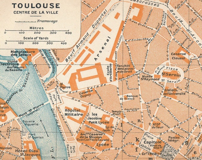 1926 Toulouse France Antique Map - Etsy