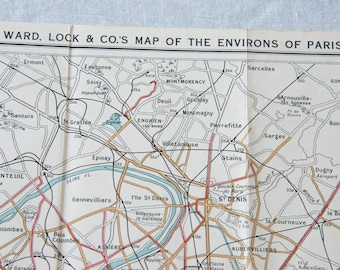 1935 Paris France Antique Map