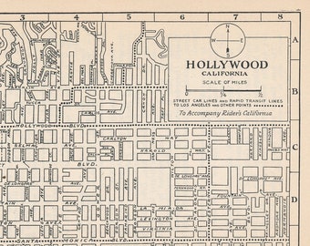 1925 Hollywood, Los Angeles California Antique Map