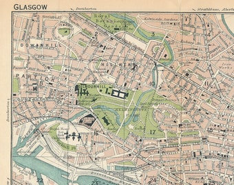 1930 Glasgow Scotland Antique map