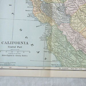1925 Central & Northern California Antique Map