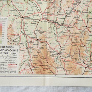 1922 Burgund Frankreich Antike Landkarte