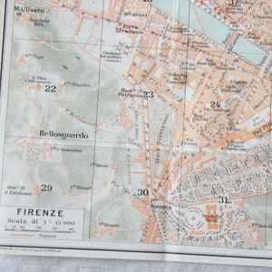 1924 Florence Italy Antique Map