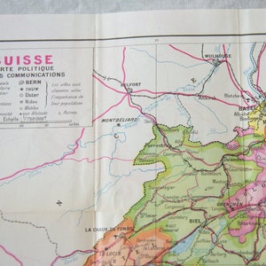 1956 Switzerland Vintage Map