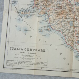 Mappa antica dell&#39;Italia centrale del 1897