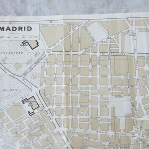 Mapa antiguo de Madrid, España, 1962