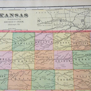 Mapa antiguo de Kansas de 1909
