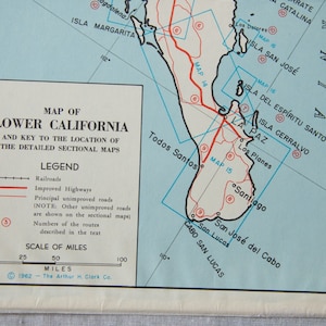 1964 Baja Mexico Vintage Map
