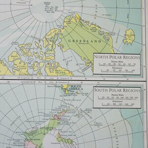 1938 Nordpol & Südpol, Polarregionen Antike Karte