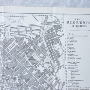1899 Florence Italy Antique Map