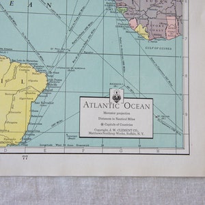 Mapa antiguo del Océano Atlántico de 1938