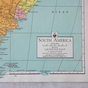 1938 South America Antique Map