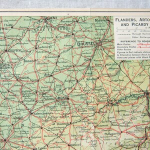 Mapa antigo da Flandres França de 1922