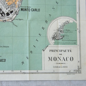 1907 Monaco & Monte Carlo Antique Map