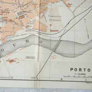 Antieke kaart Porto Portugal 1913