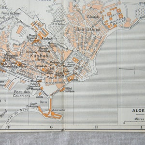 1950 Algiers Algeria Vintage Map