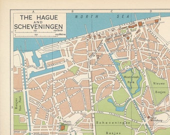 1961 The Hague Netherlands Vintage Map