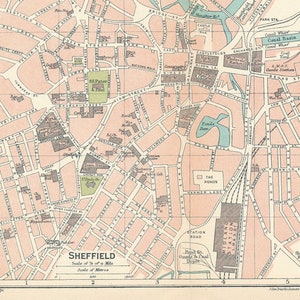 1924 Sheffield Vereinigtes Königreich Antike Karte