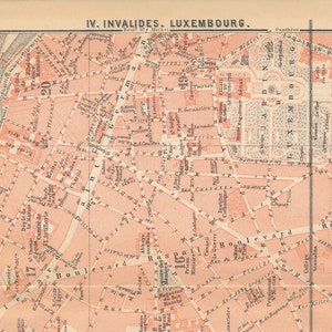 Mapa de ruas antigo de Paris França de 1913
