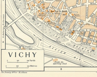 1954 Vichy France carte vintage