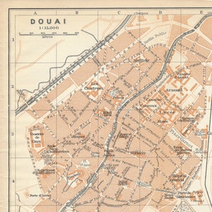 Mapa antigo de Douai França de 1909