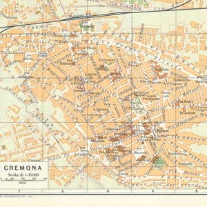 Mappa d&#39;epoca di Cremona Italia del 1970