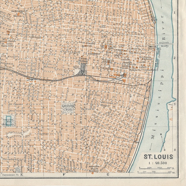 1905 St. Louis Missouri Antique Map