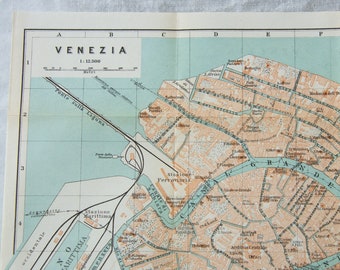 1928 Venice Italy Antique Map