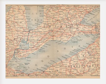 Mappa della ferrovia dei Grandi Laghi del 1907, Erie, Huron, Ontario