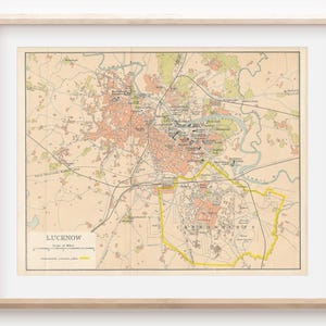 1920 Lucknow India Antique Map