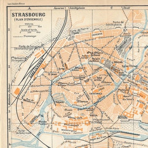 Mapa antigo de Estrasburgo, França, 1930