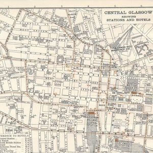 1908 Glasgow Ecosse Carte Antique