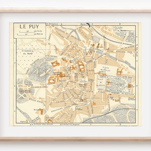 Mapa vintage de Le Puy França de 1954