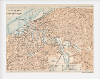 1909 Cleveland Ohio Antique Map
