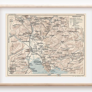 1911 Argolis (Argolid) Griechenland Antike Karte