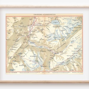 1948 Kandersteg Switzerland Vintage Map