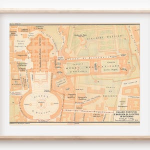 1927 Vatican Saint Peter&#39;s Basilica Rome Italy Antique Map