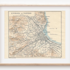1927 Palermo Sicily, Italy Antique Map