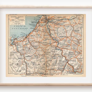 Mapa antiguo de Biarritz, Francia y alrededores, 1926