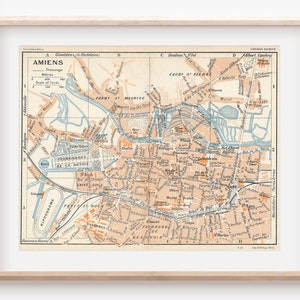Mapa antigo de Amiens França de 1930