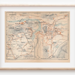Mapa antigo de Lourdes França de 1926