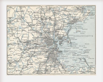 1909 Boston Massachusetts and Environs Antique Map