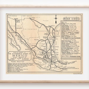 1935 Mexiko Antike Straßenkarte