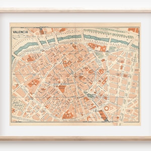 Mapa antiguo de Valencia, España, 1930