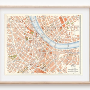 1948 Basel Switzerland Vintage Map