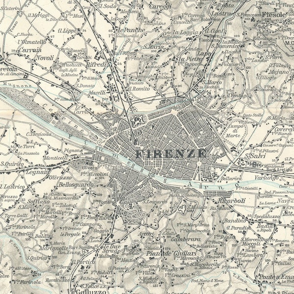 1924 Florence Italy Antique Map