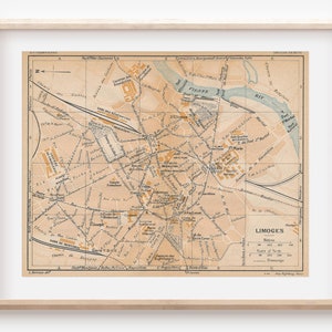 Mapa antigo de Limoges França de 1926