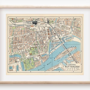 1961 Rotterdam Niederlande Vintage Landkarte