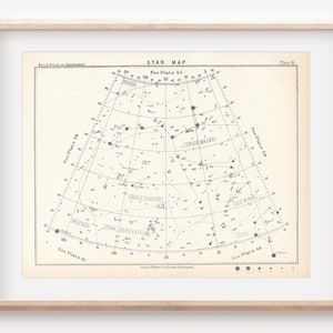 1892 Sternenkarte, Großer Bär, Leo, antiker Astronomie-Druck